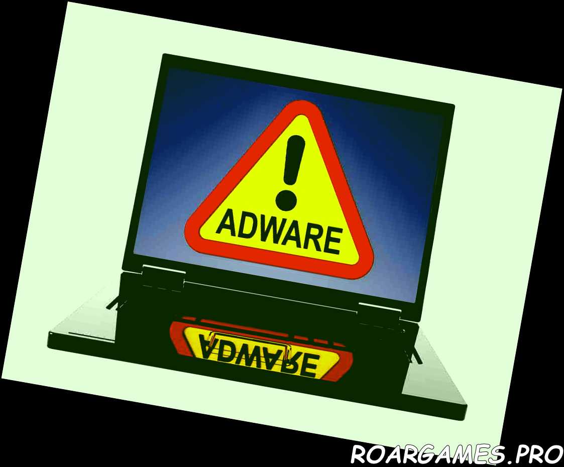 Señal de advertencia de adware en la pantalla del portátil
