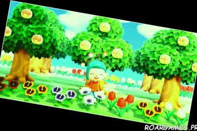 Animal Crossing New Horizons Fruit Trees Flowers and Happy Villager