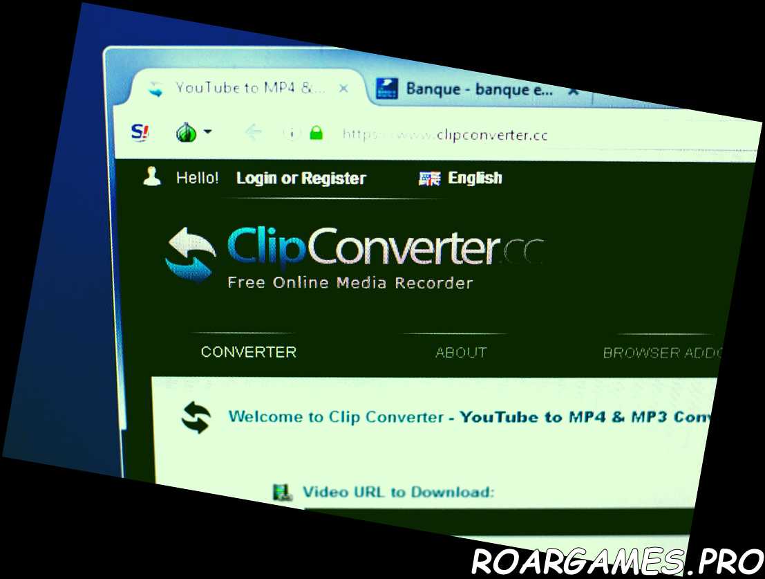 Sitio web de ClipConverter en la pantalla de la PC