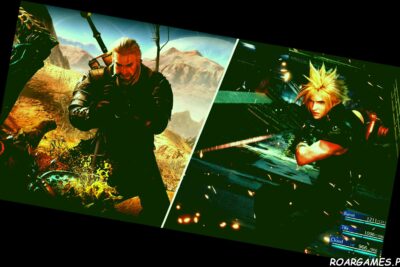 Geralt of Rivia Slaying Beatle Creature and Cloud In Battle With Buster Sword