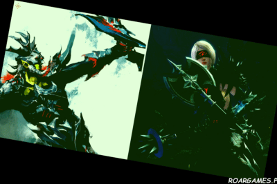 Guild Wars 2 Revenant Concept art on left Player in game screenshot on right