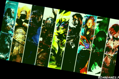Guild Wars 2 Split image of all Classes left to right Guardian Warrior Revenant Engineer Ranger Thief Elementalist Necromancer Mesmer