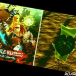 Legend of Zelda Hyrule Warriors Age of Calamity Split image of title card on left and Korok on right