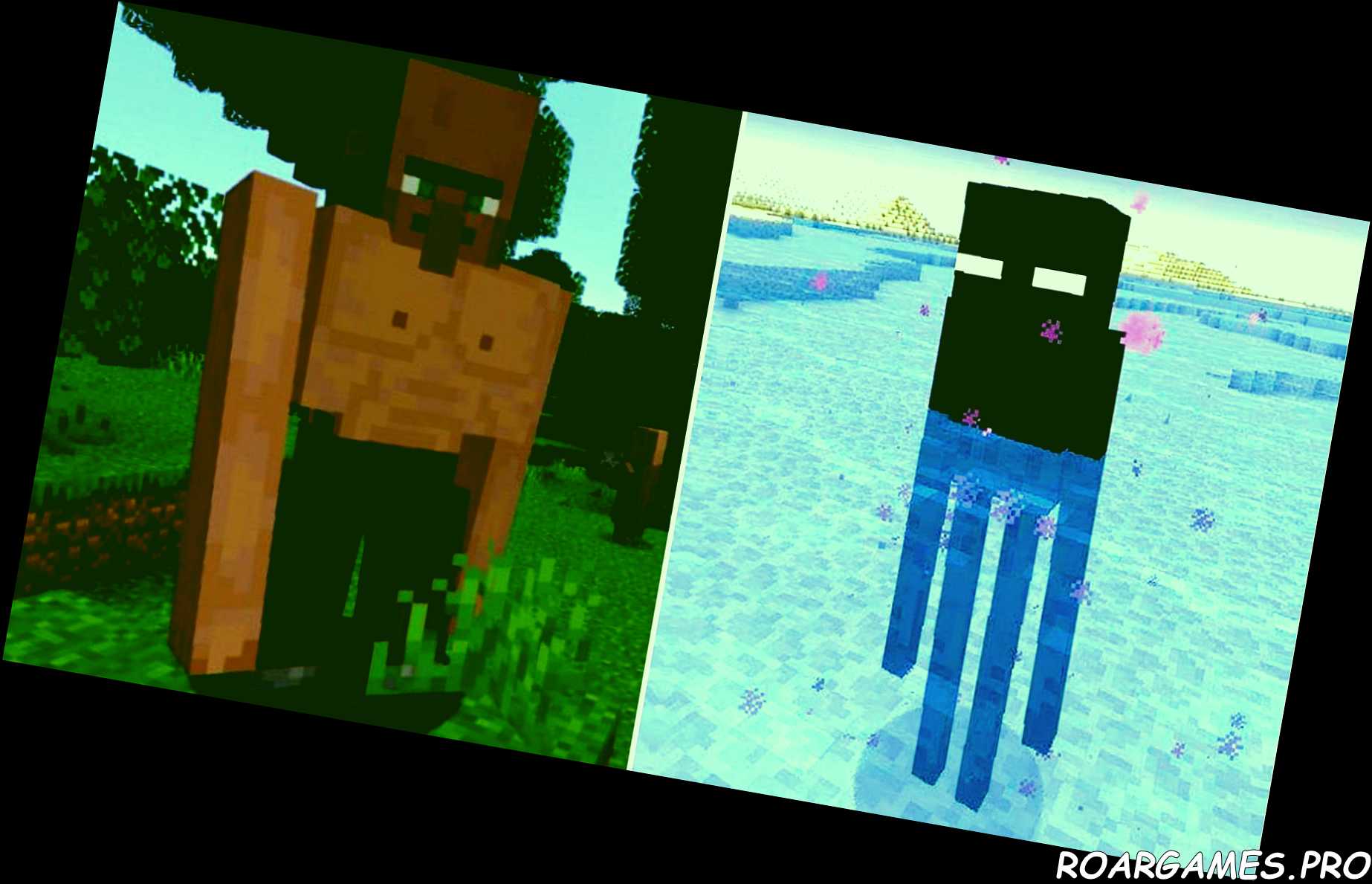 Minecraft Buff Villager And Enderman In Water 1