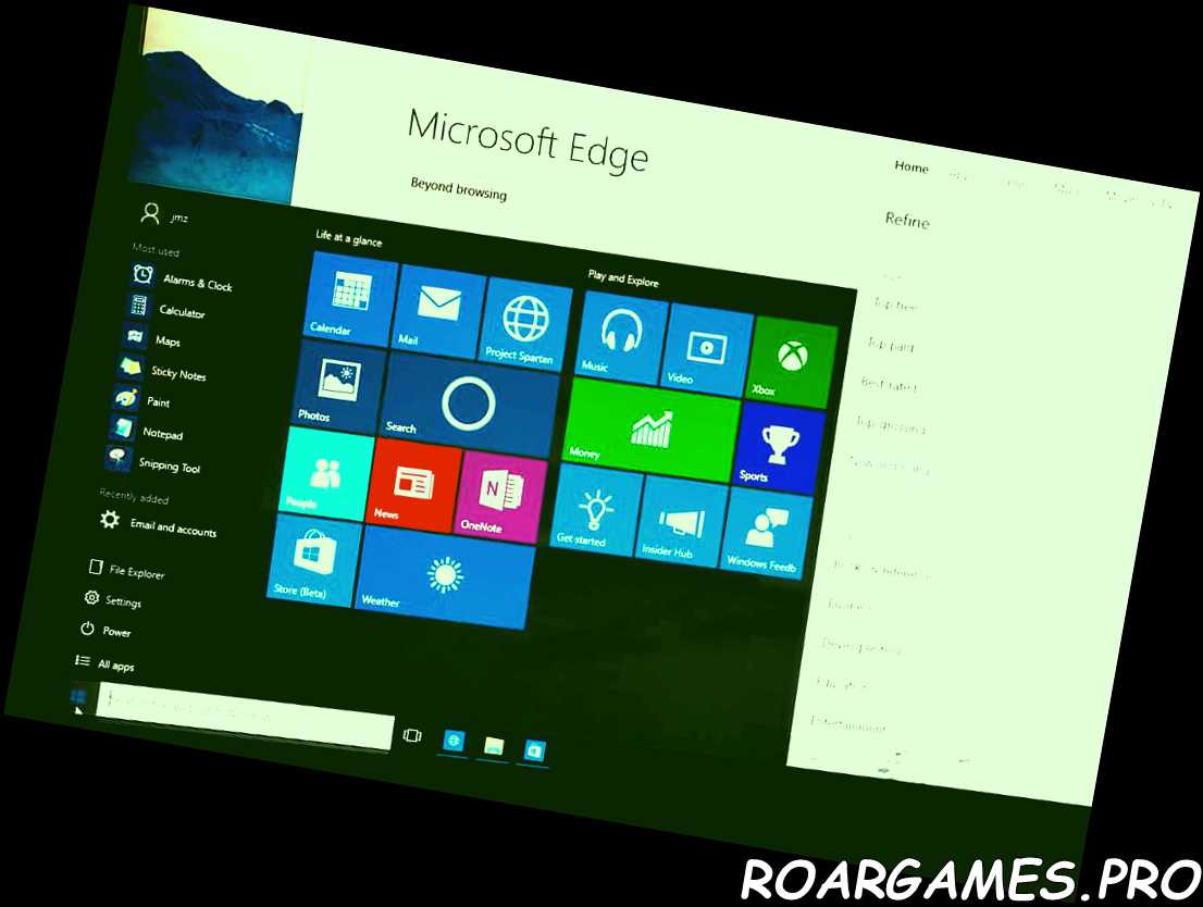 Foto de la vista previa de Windows 10 Insider ejecutándose en un ordenador personal