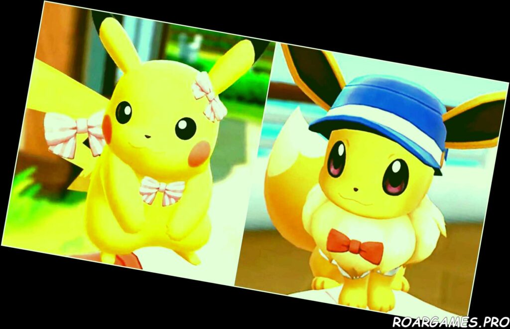 Pokemon Lets Go Eevee and Pikachu Dressed With Nice Bows