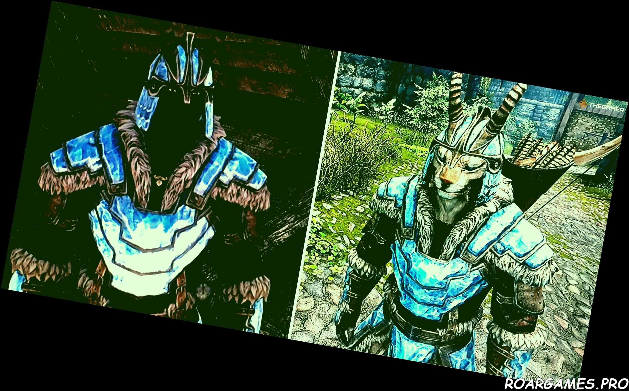 Skyrim Deathbrand Armor worn by the player split image