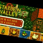 Stardew Valley Coops Title Image pictures of a coop stardew valley logo and all coop animals