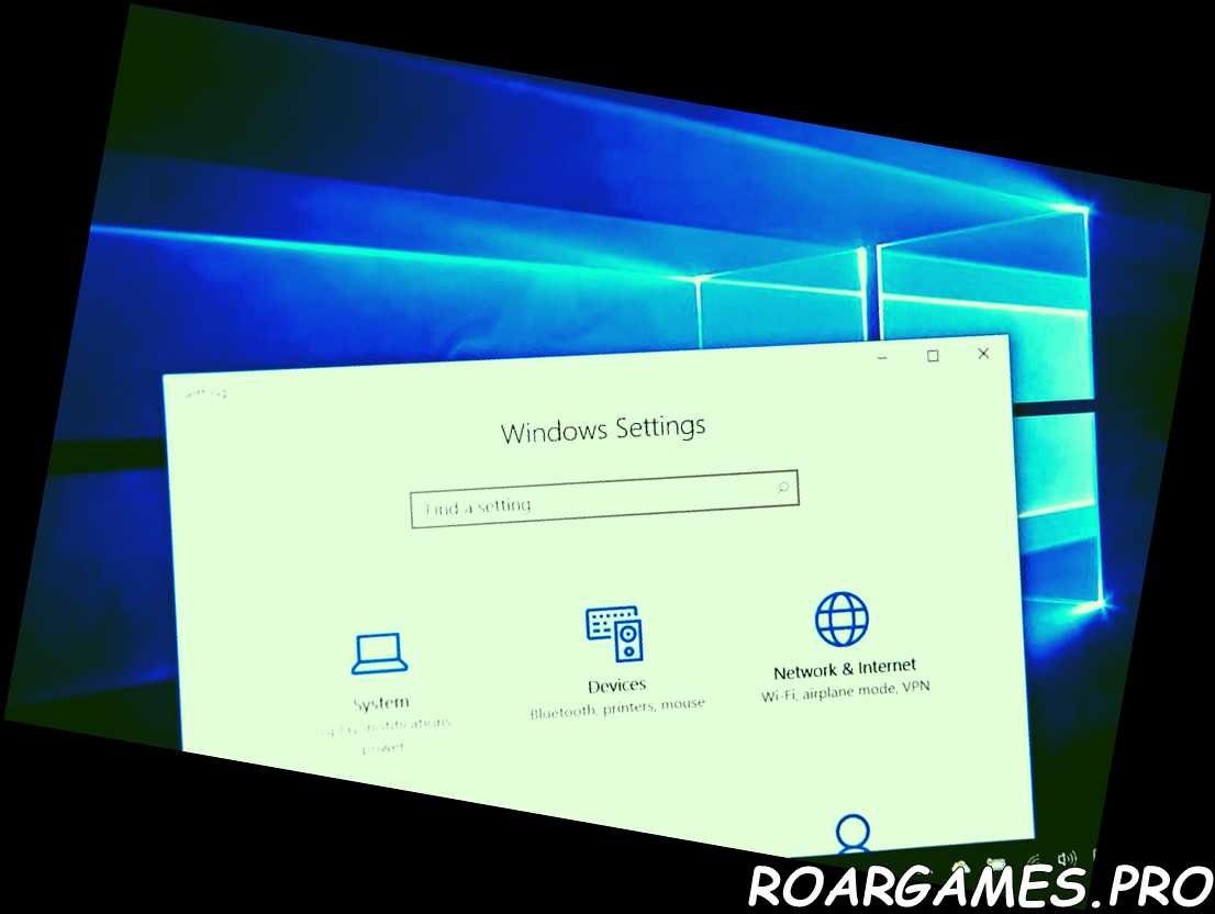 Página de configuración de Windows 10 en la pantalla de un portátil