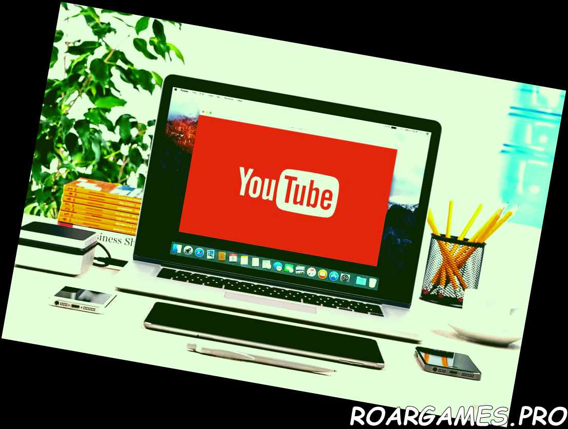 Logotipo de YouTube en la vista frontal de la pantalla Apple MacBook Pro