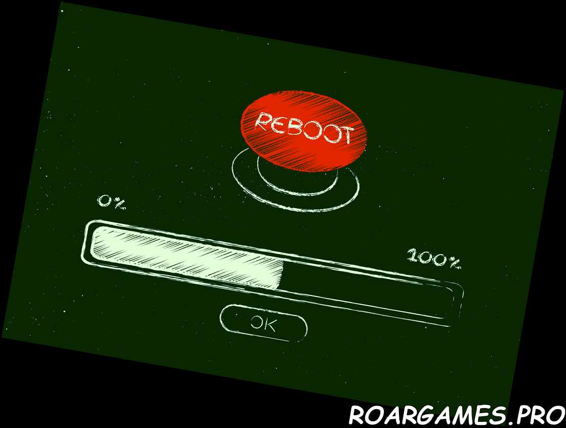 reinicio de la tecnología gran botón de reinicio rojo con barra de progreso de carga